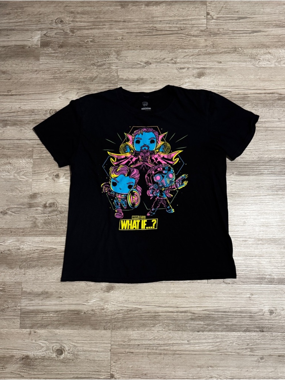 Marvel Neon Doctor Strange Pop Art Tee - Black, Blue, Pink, Yellow